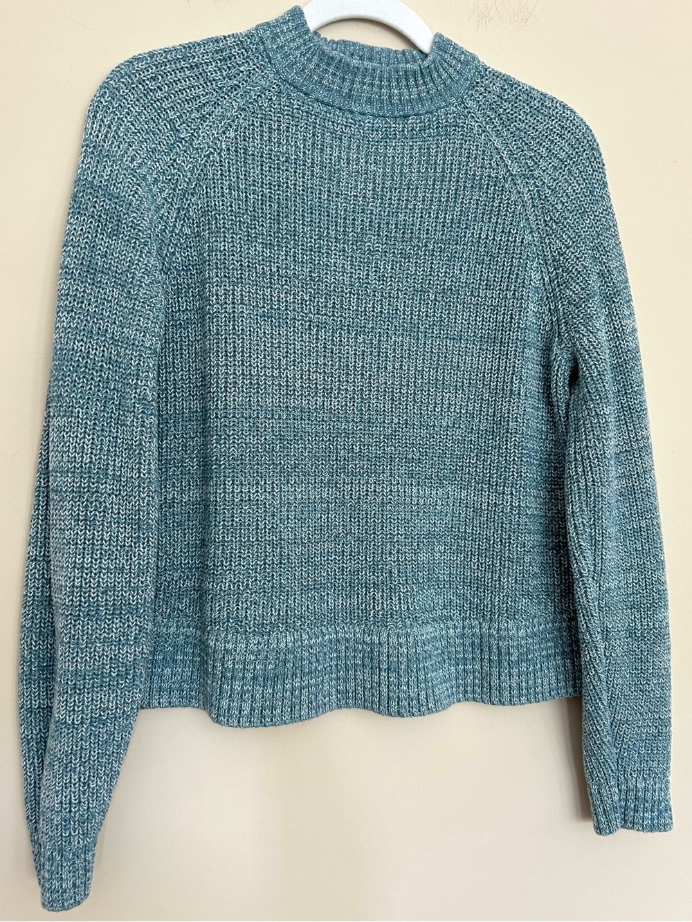Old Navy Women’s Teal Marled Crewneck Knit Cotton Sweater